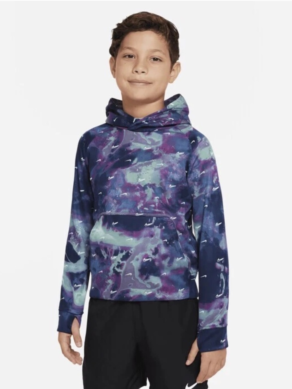Nike Dri-Fit Kids Galaxy Tie-Dye Hoodie - Purple Blue